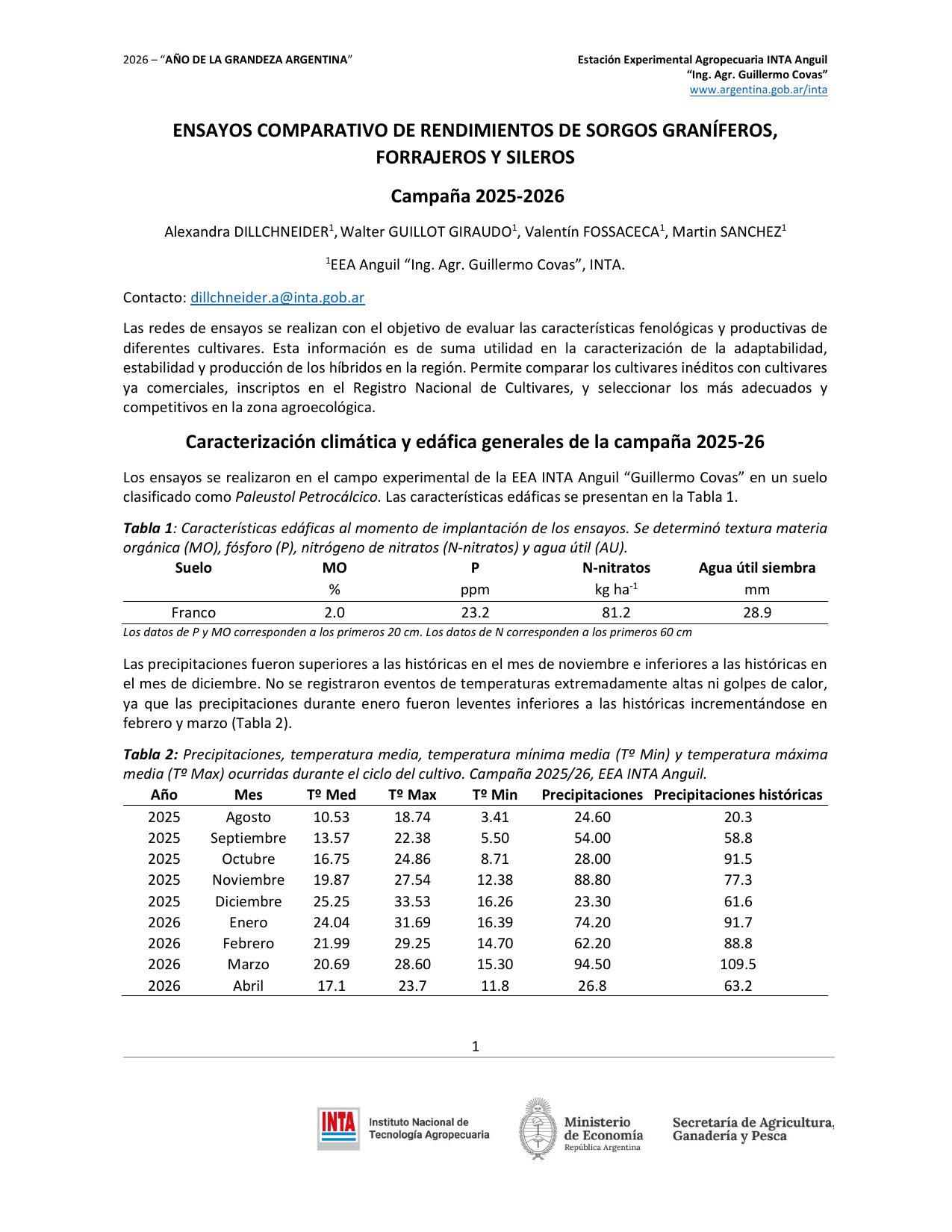 INTA Anguil - Sorgos graníferos, forrajeros y sileros - página 1